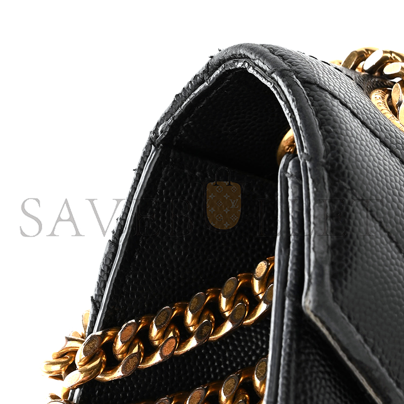 YSL MATELASSE CHEVRON MEDIUM SATCHEL BLACK 1187413 (24*17.5*6cm)